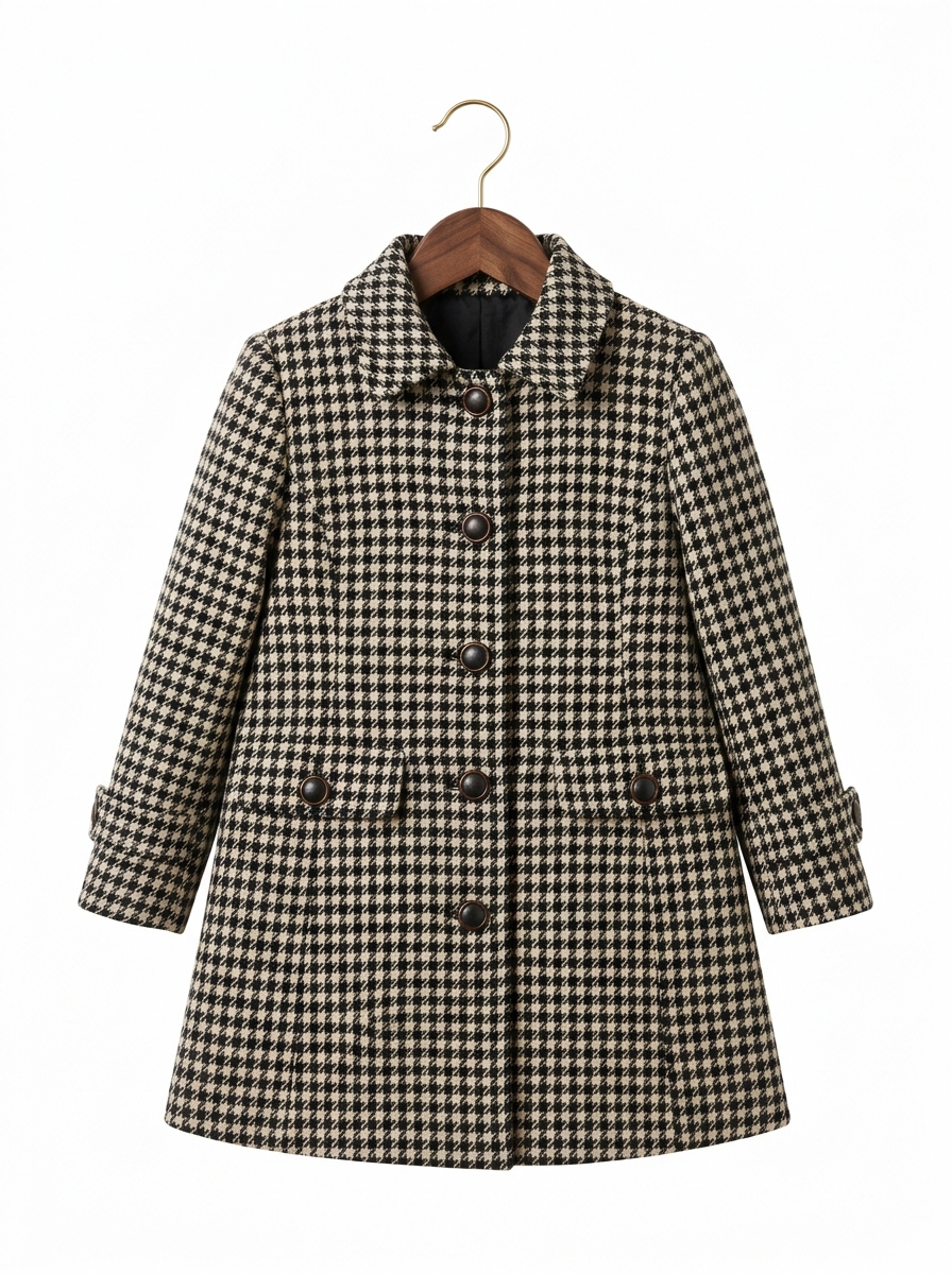 Houndstooth Wool Coat